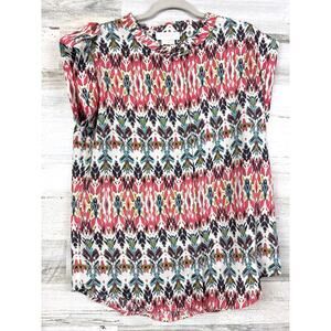 M M Couture Miss Me Women M Multicolor Boho Short Sleeve Crew Neck Top Blouse